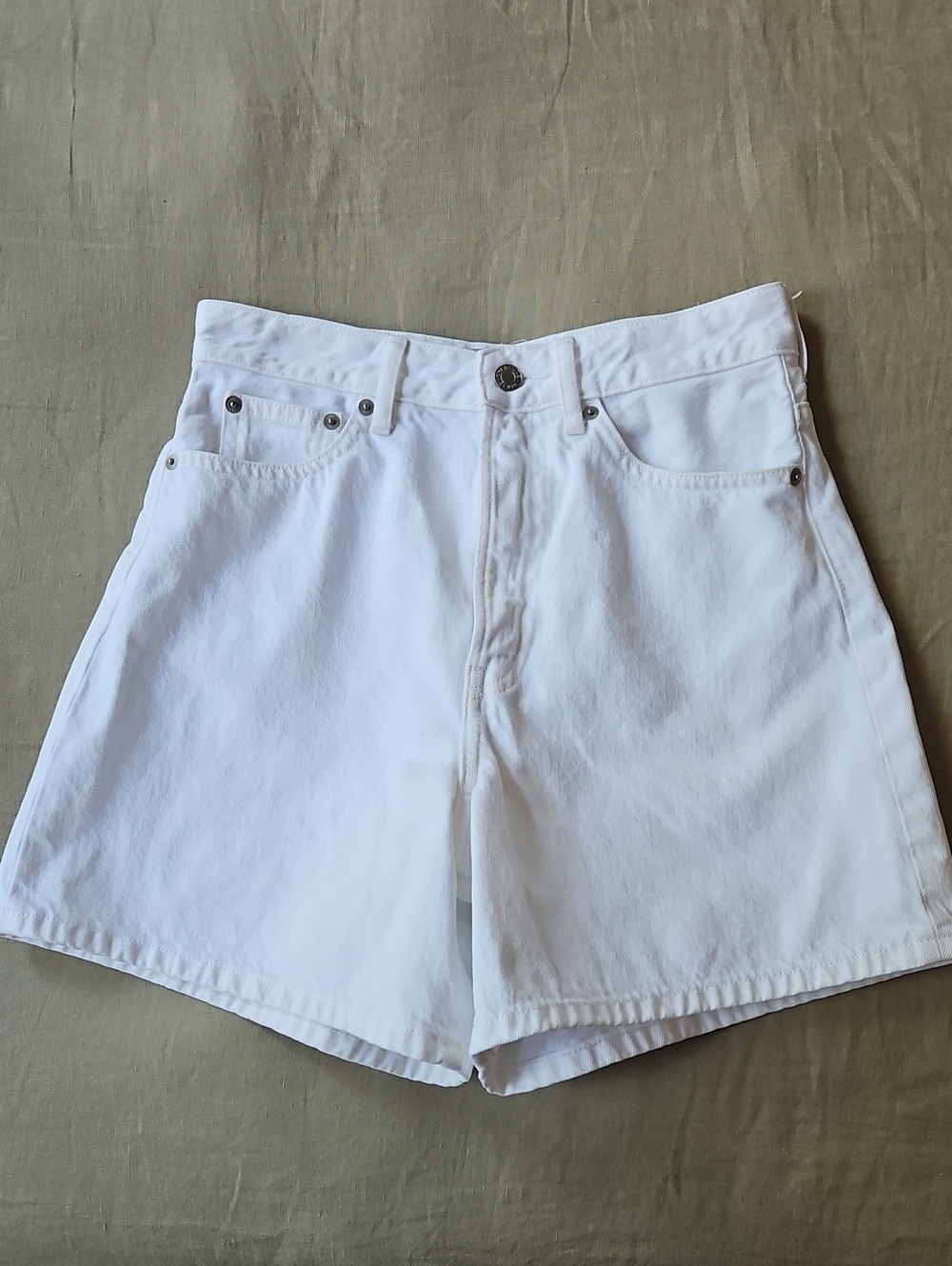 Everlane White High-Rise Denim Shorts